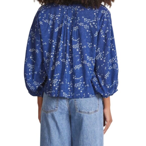 APIECE APART topa organic cotton popover top Women's S - Blue Splattered Lapi - Picture 2 of 8